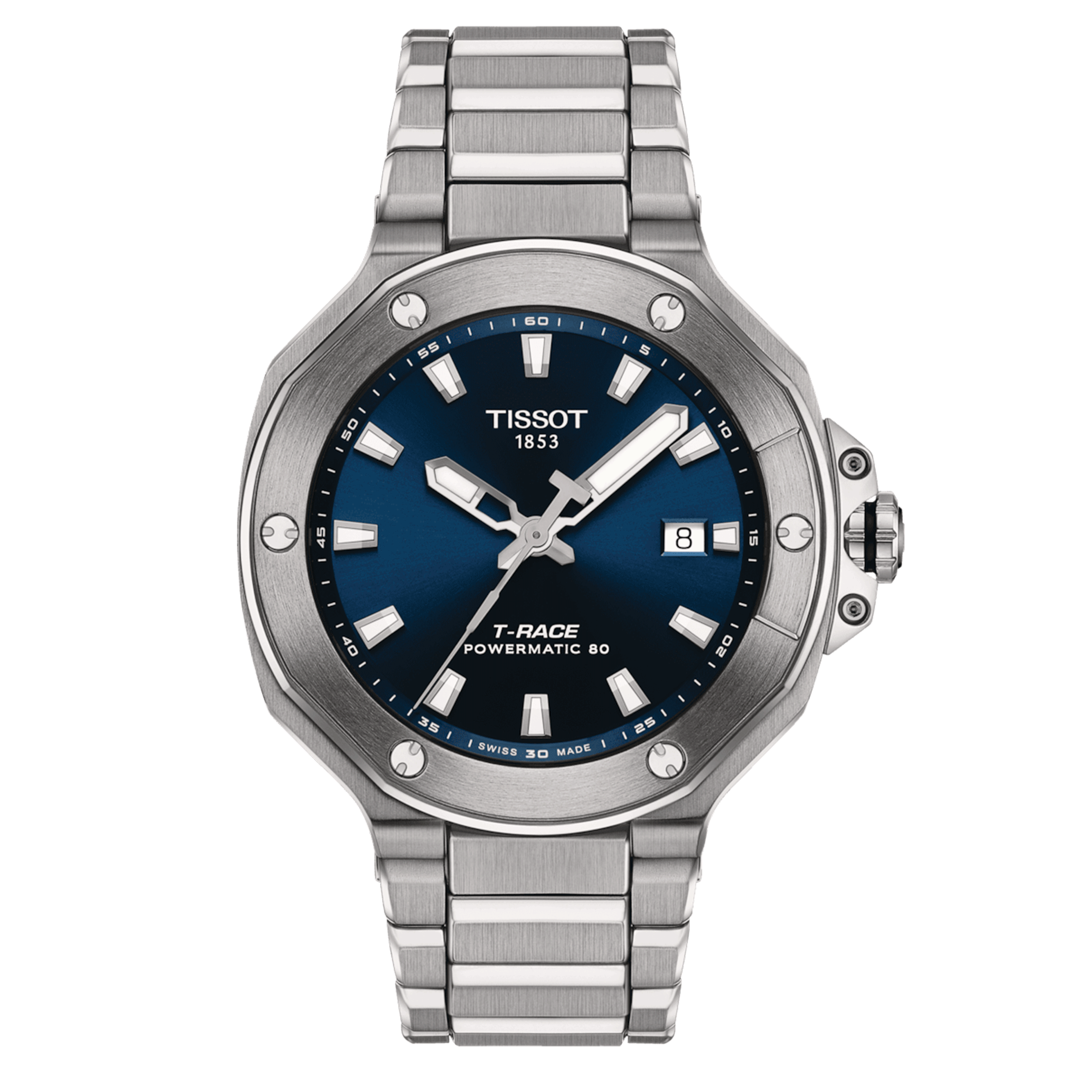 Tissot T-Race Powermatic 80 watch black dial stainless steel rubber strap 41 mm T141.807.11.041.00