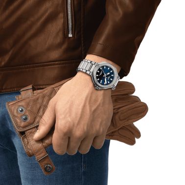 Tissot T-Race Powermatic 80 watch black dial stainless steel rubber strap 41 mm T141.807.11.041.00