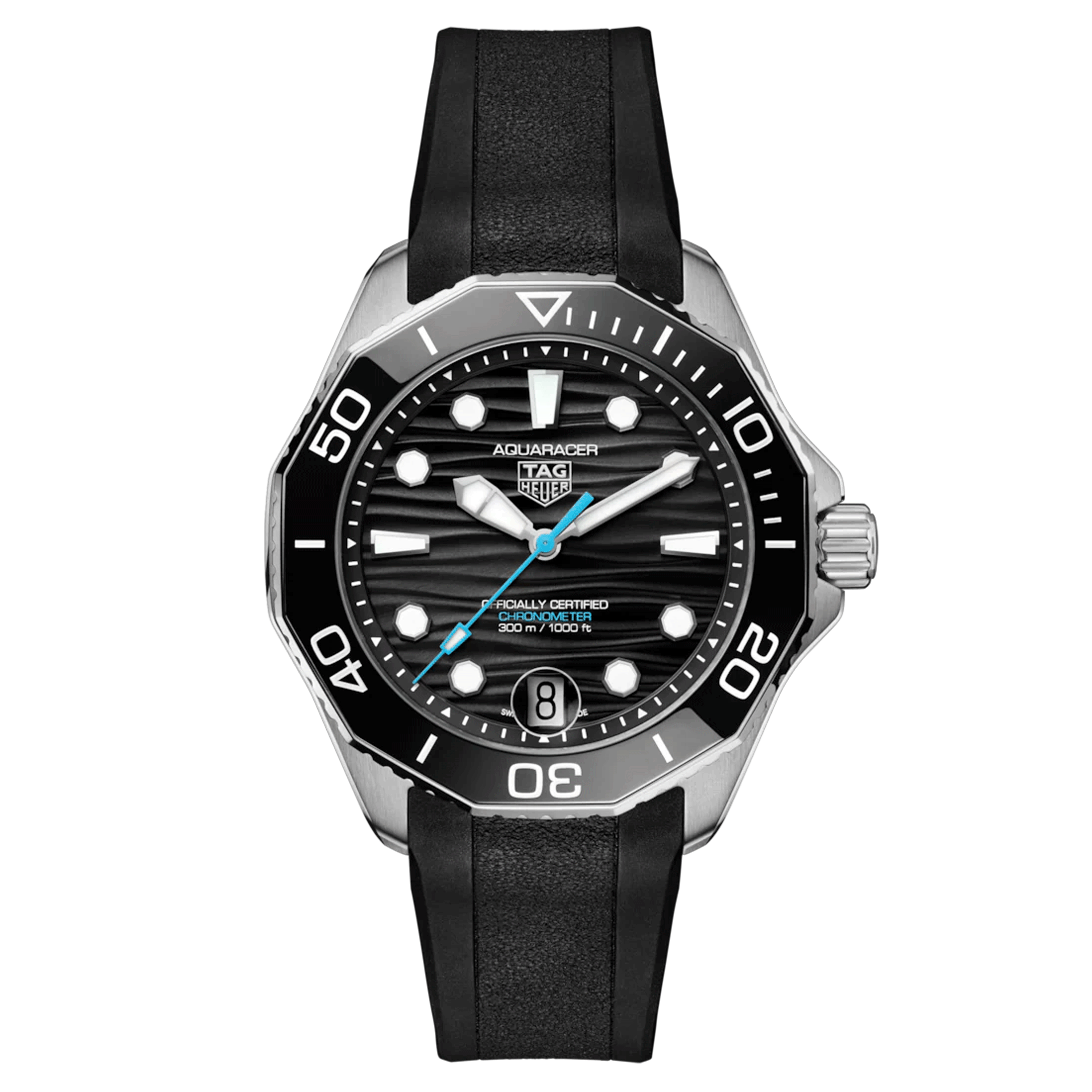 Montre TAG Heuer Aquaracer Professional 300 Date automatique cadran noir bracelet caoutchouc noir 42 mm WBP5110.FT6257