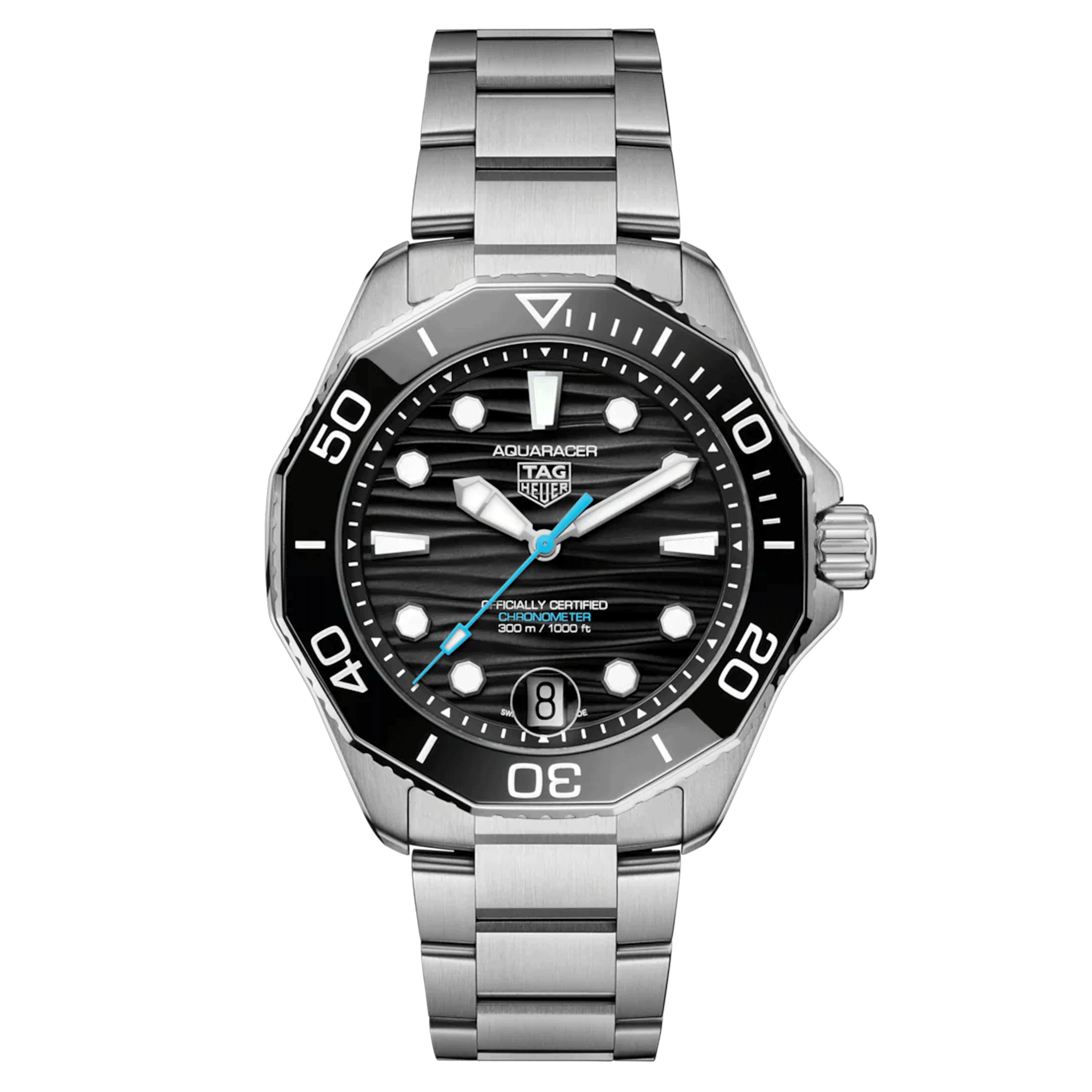 Montre TAG Heuer Aquaracer Professional 300 Date automatique cadran noir bracelet acier 42 mm WBP5110.BA0013