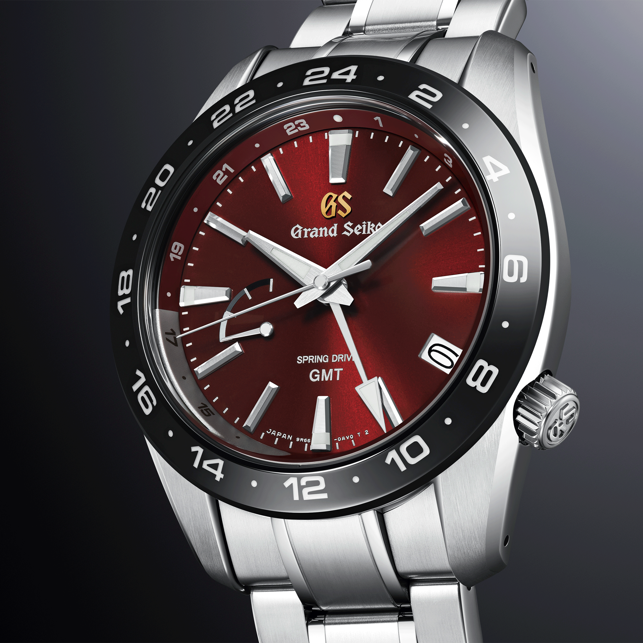 Grand Seiko Sport Spring Drive GMT "Hotaka Peaks - Morning Glow" red dial steel bracelet 40,5 mm
