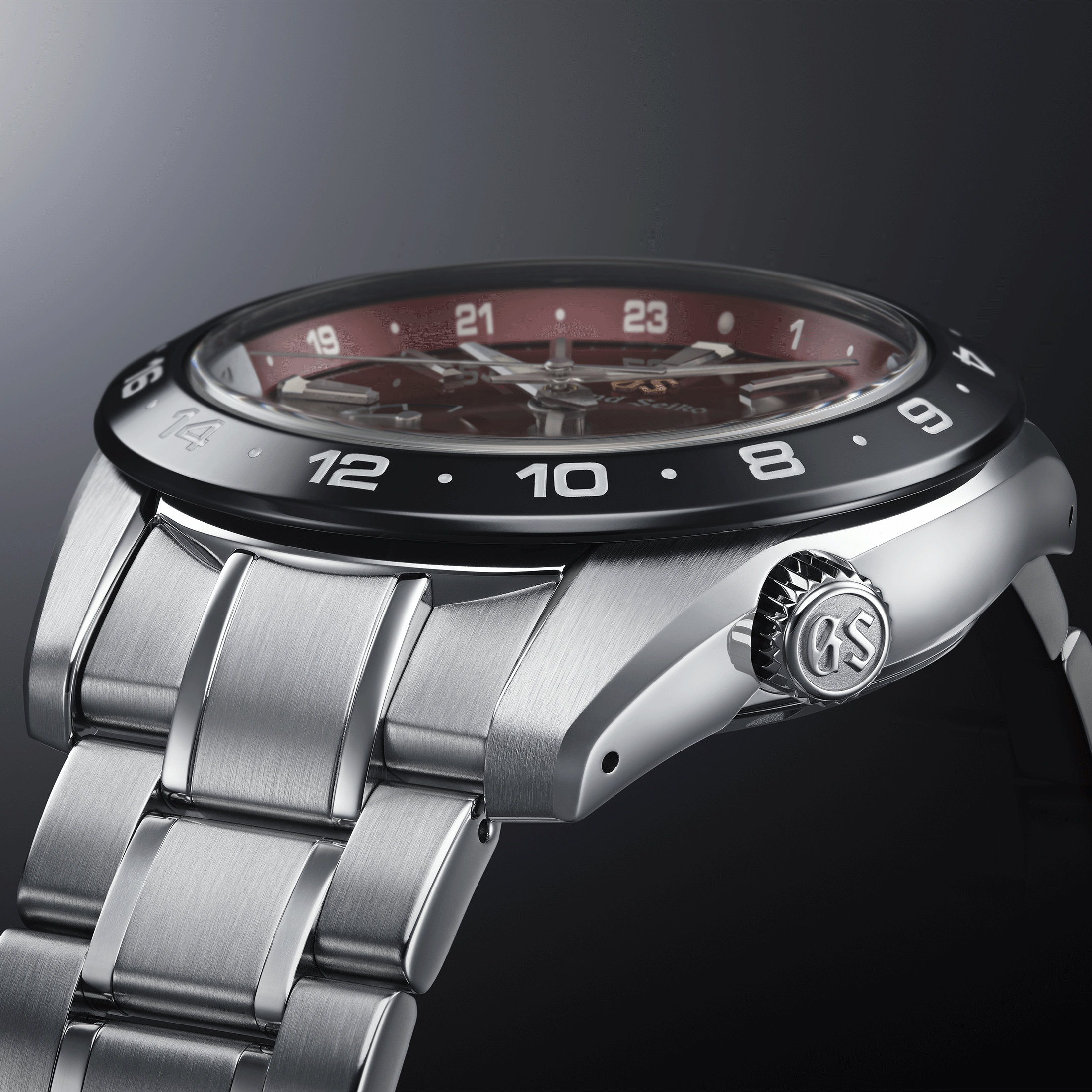 Grand Seiko Sport Spring Drive GMT "Hotaka Peaks - Morning Glow" red dial steel bracelet 40,5 mm