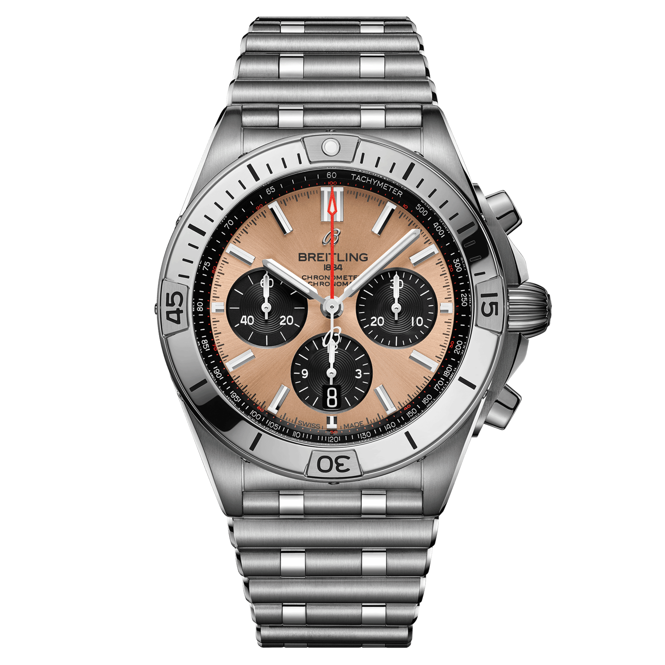 Montre Breitling Chronomat B01 Chronograph cadran cuivre bracelet acier 42 mm AB0134101K1A1