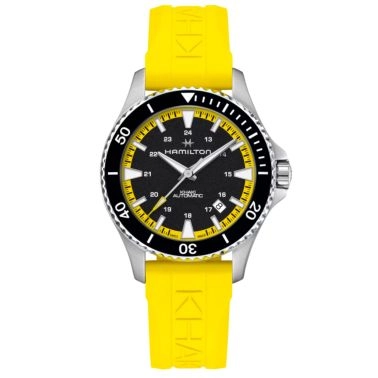 Hamilton Khaki Navy Scuba automatic watch black dial yellow rubber strap 40 mm