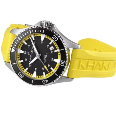 Hamilton Khaki Navy Scuba automatic watch black dial yellow rubber strap 40 mm