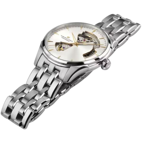Montre Hamilton Jazzmaster Open Heart Auto cadran blanc bracelet acier 40 mm