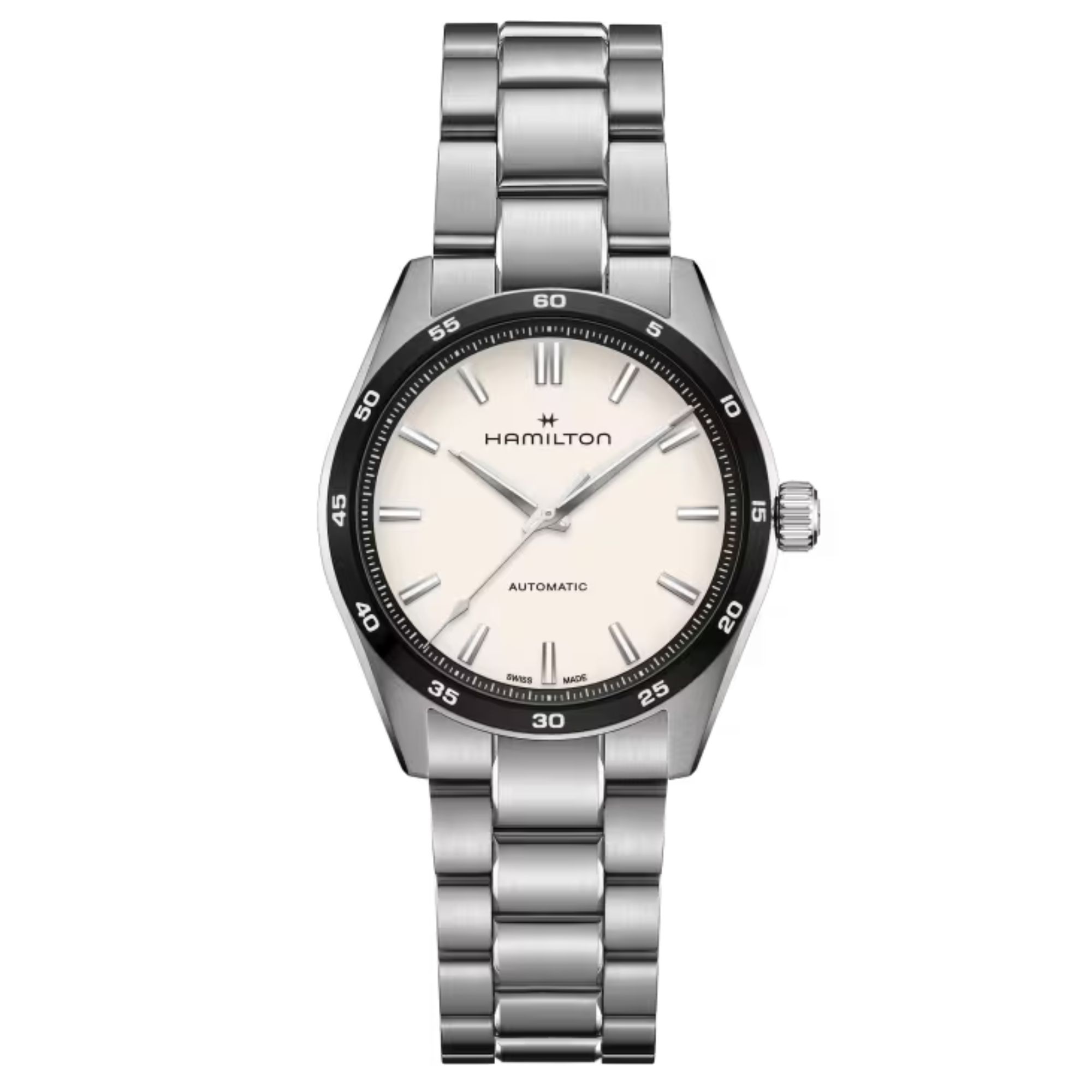 Montre Hamilton Jazzmaster Performer automatique cadran blanc bracelet acier 38 mm