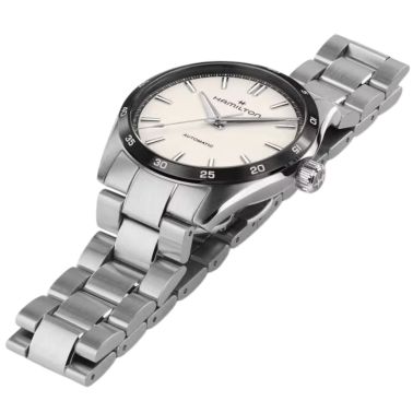 Montre Hamilton Jazzmaster Performer automatique cadran blanc bracelet acier 38 mm