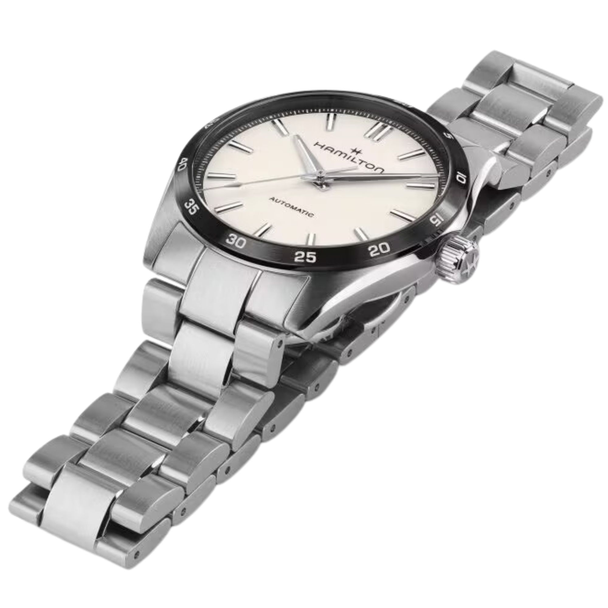 Montre Hamilton Jazzmaster Performer automatique cadran blanc bracelet acier 38 mm