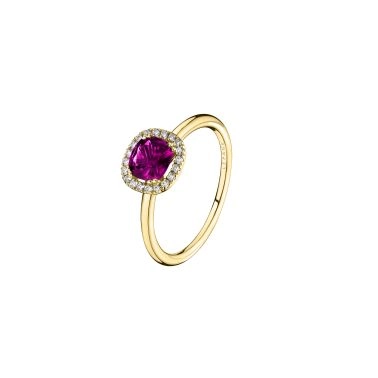 Bague Lepage Lily Rose en or jaune, grenat purple royal et diamants