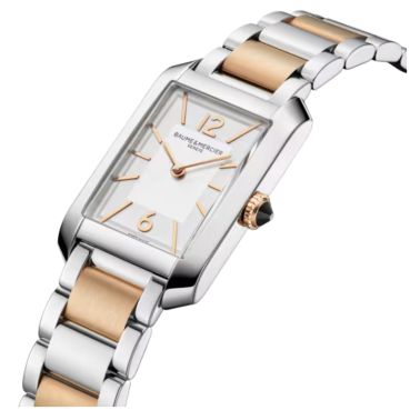 Baume et Mercier Hampton quartz watch white dial steel et rose gold bracelet 35 x 22 mm