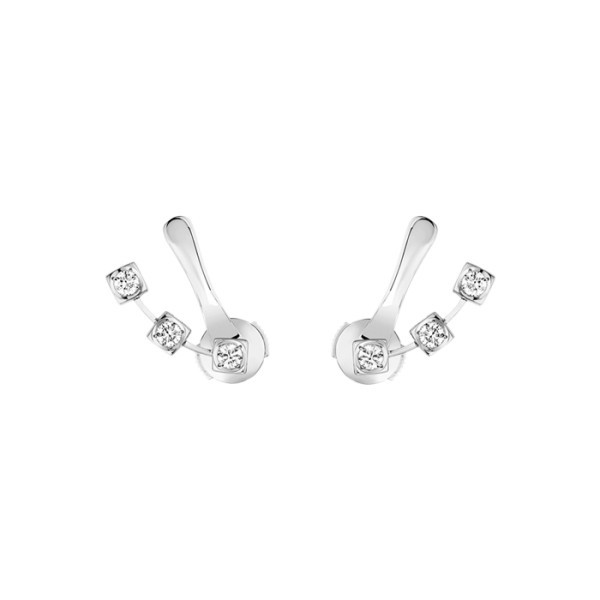 Boucles d'oreilles Dinh Van Le Cube Diamant en or blanc et six diamants
