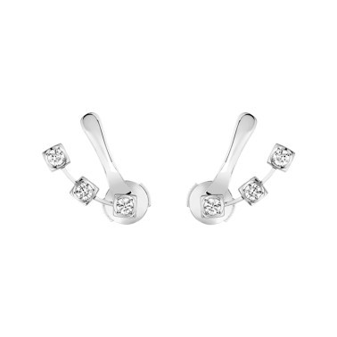 Boucles d'oreilles Dinh Van Le Cube Diamant en or blanc et six diamants