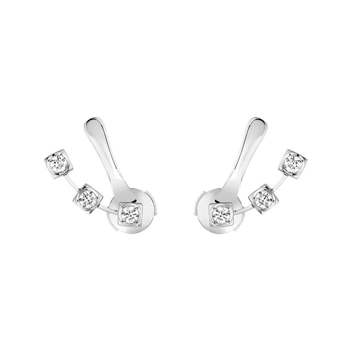 Boucles d'oreilles Dinh Van Le Cube Diamant en or blanc et six diamants