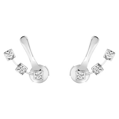 Boucles d'oreilles Dinh Van Le Cube Diamant en or blanc et six diamants