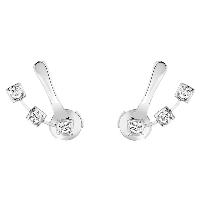Boucles d'oreilles Dinh Van Le Cube Diamant en or blanc et six diamants