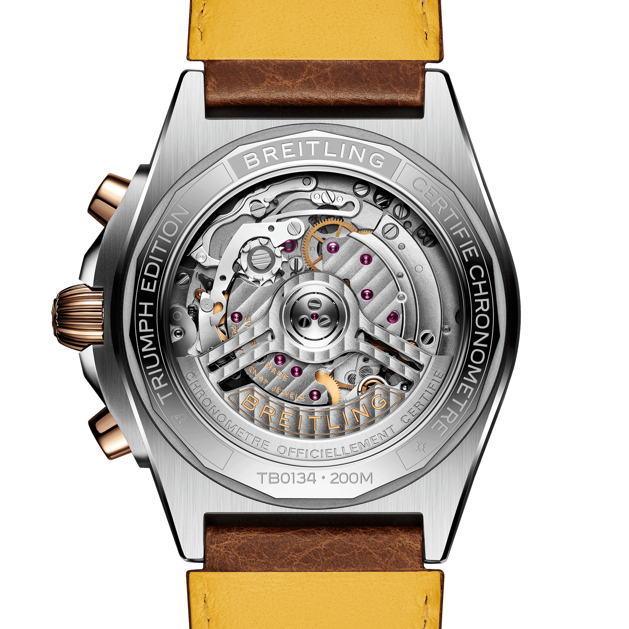 Montre Breitling Chronomat B01 Triumph automatique cadran anthracite bracelet cuir brun 42 mm TB0134101M1X1