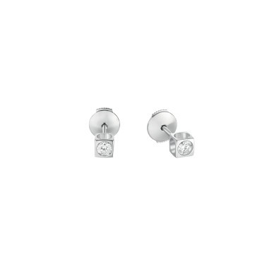 Puces d’oreilles Dinh Van Le Cube Diamant grand modèle en or blanc et diamants