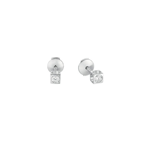 Puces d’oreilles Dinh Van Le Cube Diamant grand modèle en or blanc et diamants