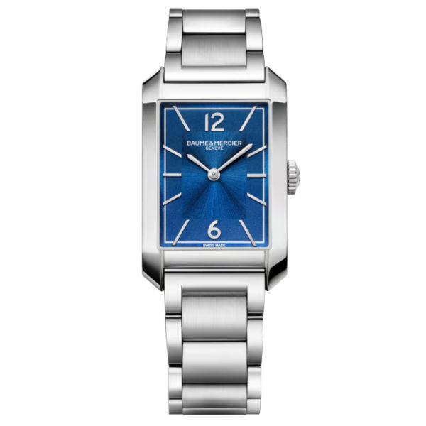 Montre Baume et Mercier Hampton quartz cadran bleu bracelet acier 43 x 27 mm