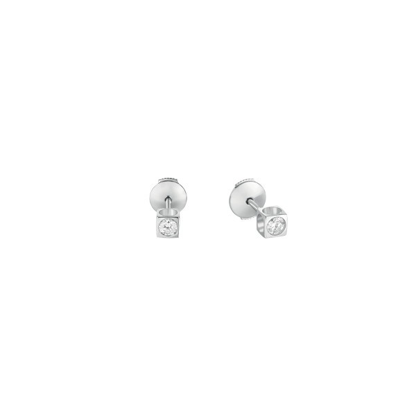 Puces d’oreilles Dinh Van Le Cube Diamant grand modèle en or blanc et diamants