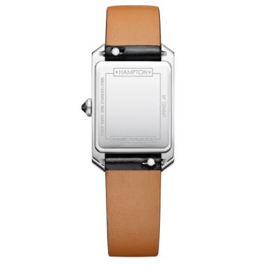 Montre Baume et Mercier Hampton quartz cadran noir bracelet cuir noir 35 x 22 mm