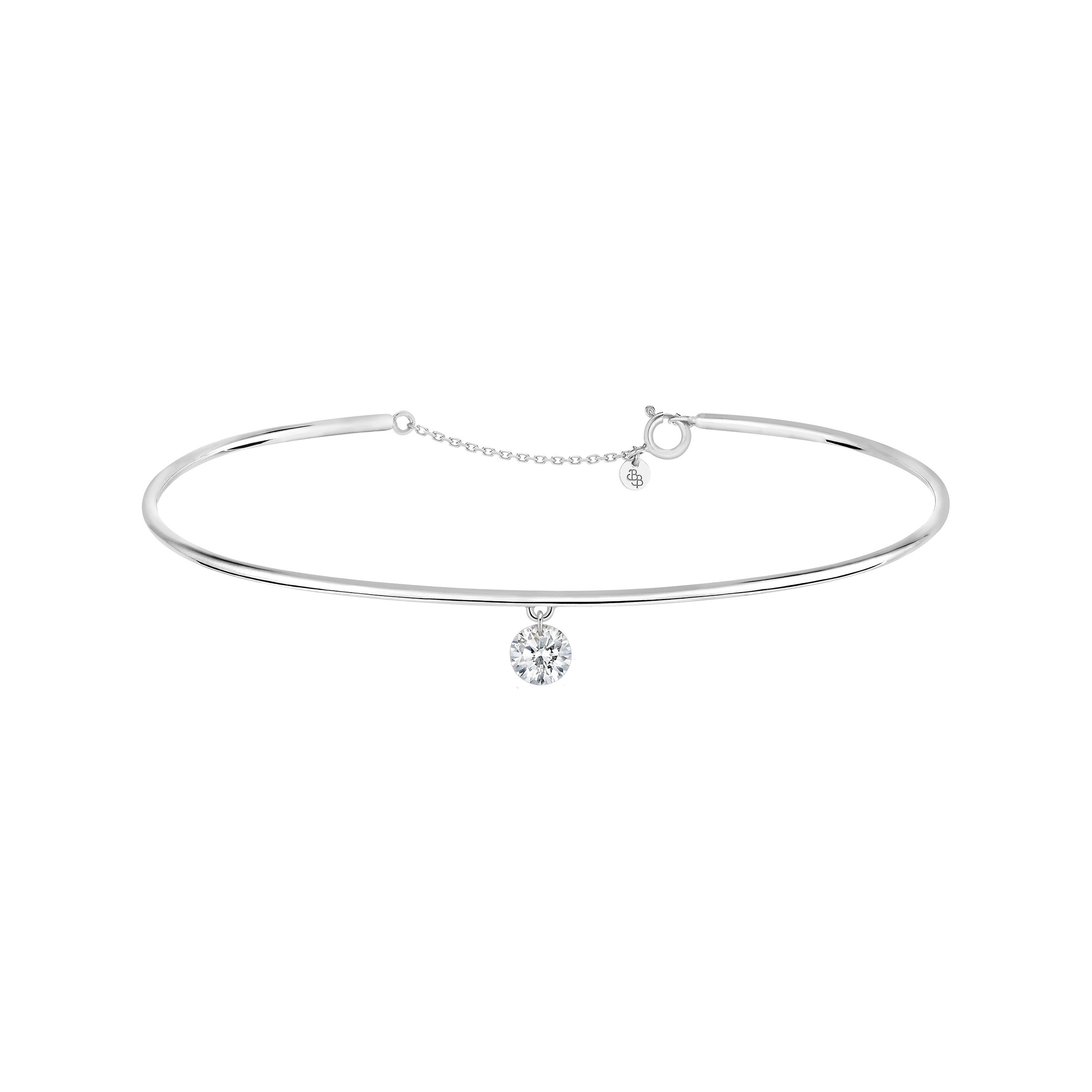 Jonc La Brune et La Blonde 360° en or blanc diamant taille brillant 0,30 carat - Soldat