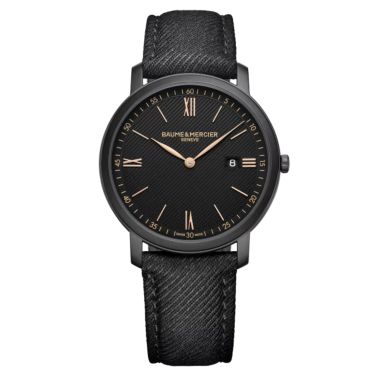 Baume et Mercier Classima quartz watch black dial black canvas strap 39 mm