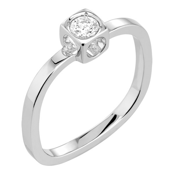 Bague dinh van Cube Diamant en or blanc et diamant Lepage