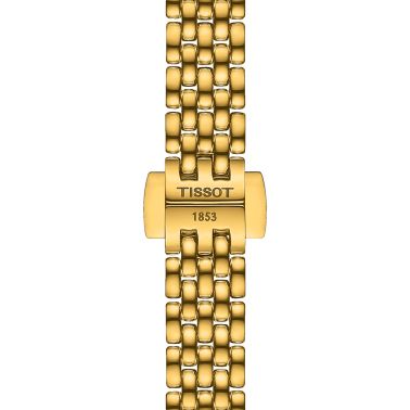 Tissot Lovely Round quartz watch bezel set with champagne dial stainless steel bracelet pvd yellow gold 19.5 mm T140.009.63.026.