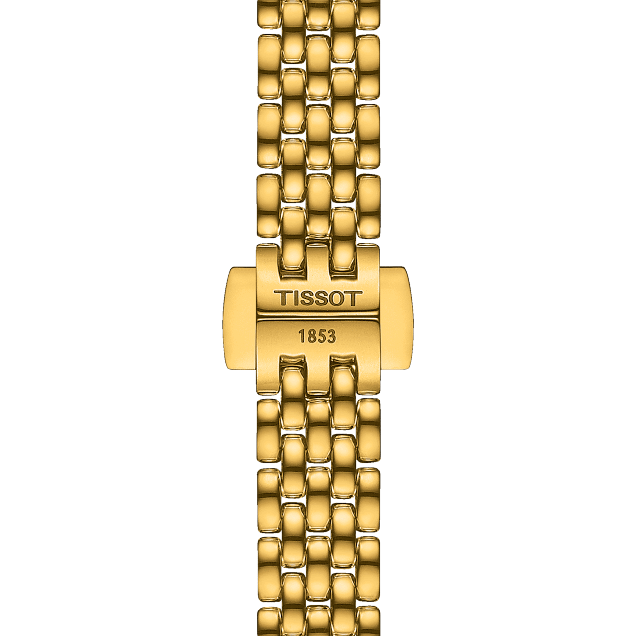 Tissot Lovely Round quartz watch bezel set with champagne dial stainless steel bracelet pvd yellow gold 19.5 mm T140.009.63.026.