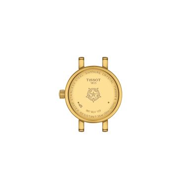 Tissot Lovely Round quartz watch bezel set with champagne dial stainless steel bracelet pvd yellow gold 19.5 mm T140.009.63.026.