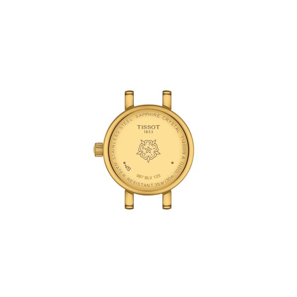 Tissot Lovely Round quartz watch bezel set with champagne dial stainless steel bracelet pvd yellow gold 19.5 mm T140.009.63.026.