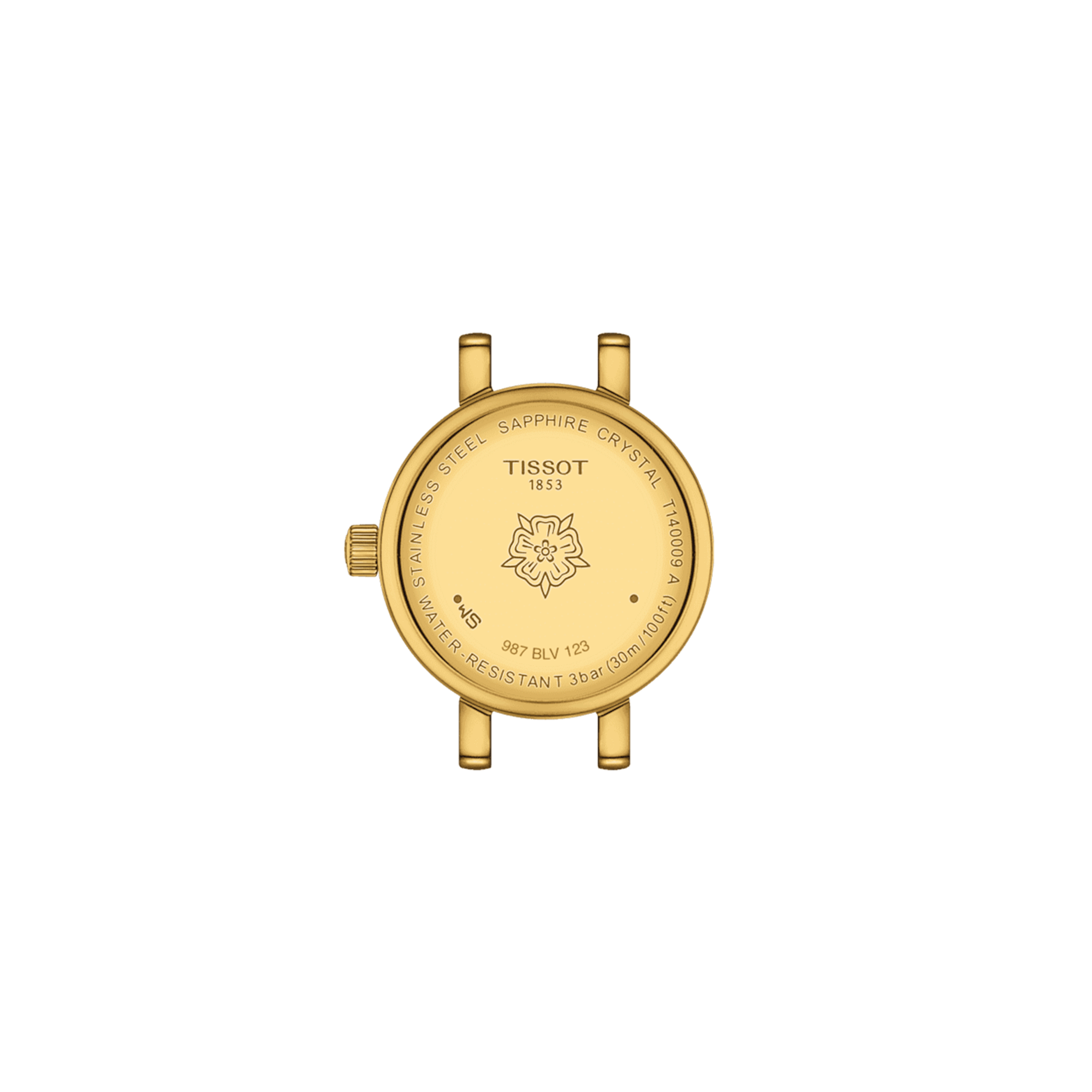 Montre Tissot Lovely Round quartz lunette sertie cadran champagne bracelet acier pvd or jaune 19,5 mm T140.009.63.026.00