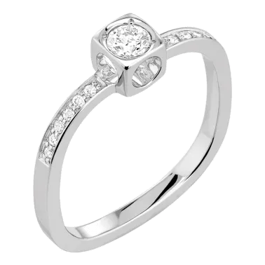 Bague Dinh Van Le Cube Diamant en or blanc et pavage diamants