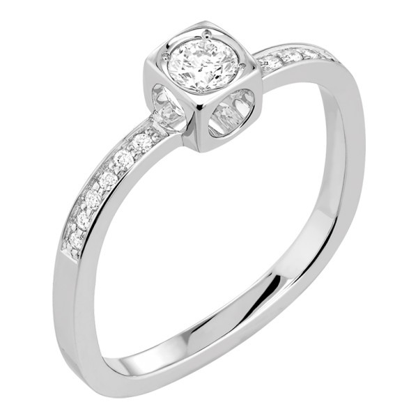 Bague Dinh Van Le Cube Diamant en or blanc et pavage diamants