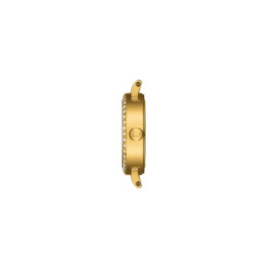 Tissot Lovely Round quartz watch bezel set with champagne dial stainless steel bracelet pvd yellow gold 19.5 mm T140.009.63.026.