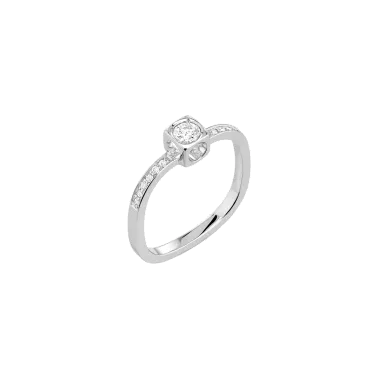 Bague Dinh Van Le Cube Diamant en or blanc et pavage diamants
