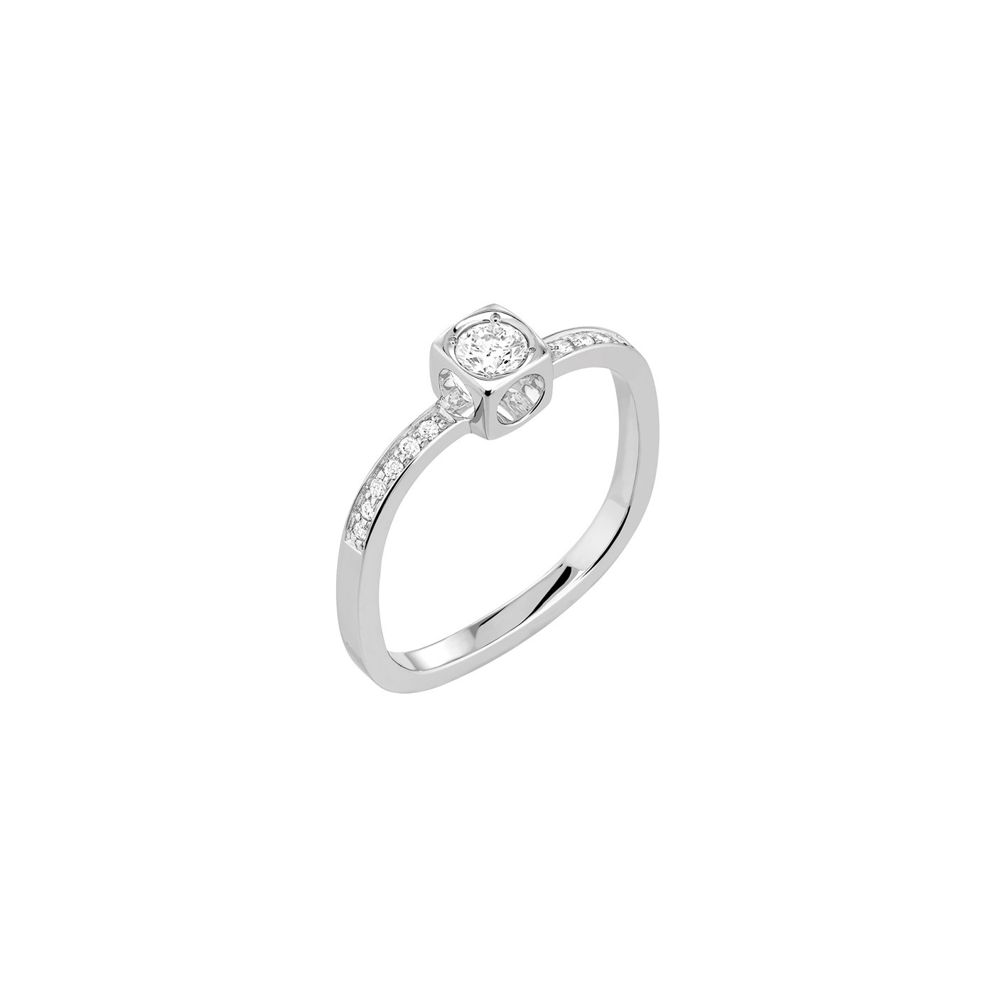 Bague Dinh Van Le Cube Diamant en or blanc et pavage diamants