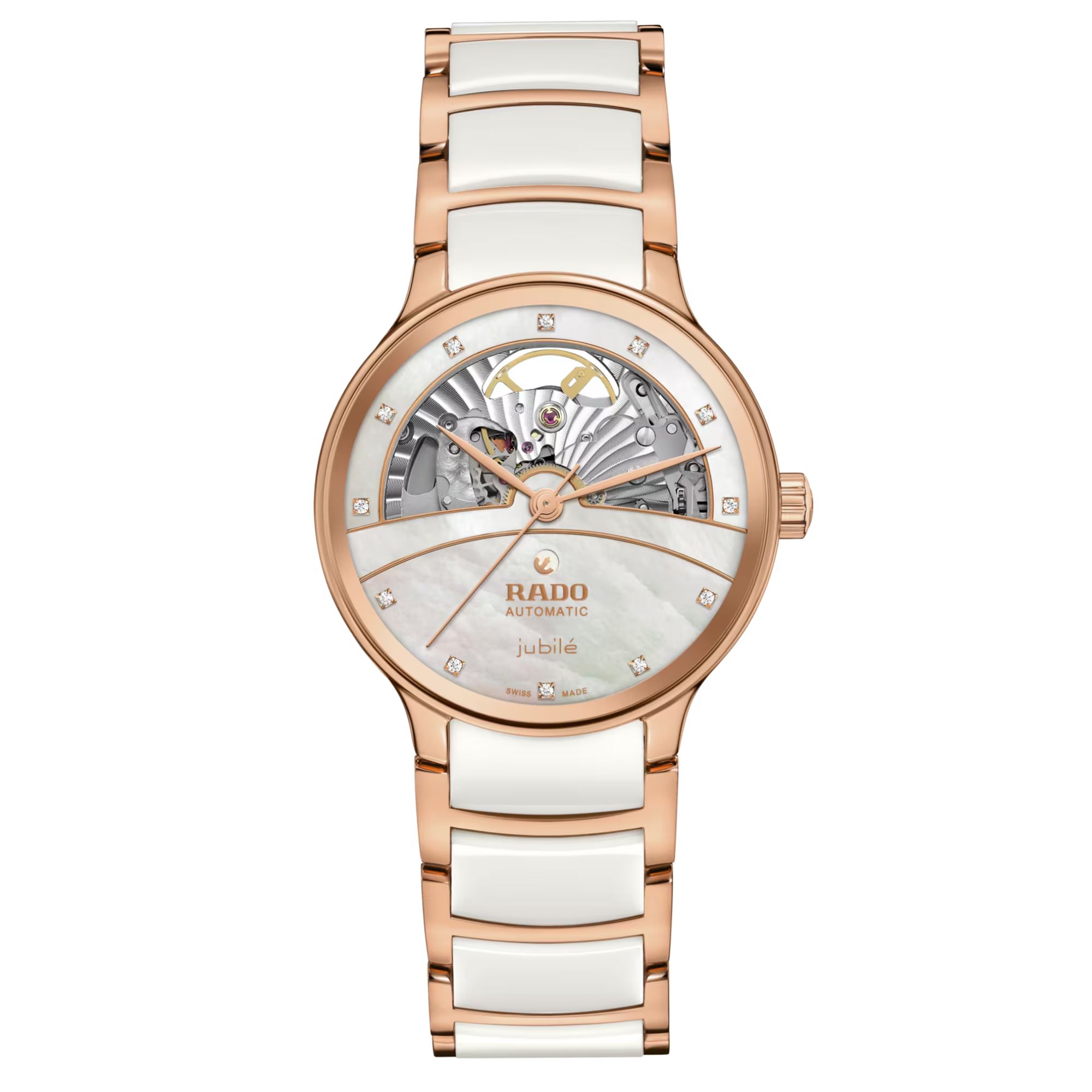 Rado Centrix Open Heart automatic watch mother-of-pearl dial