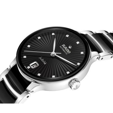 Rado Centrix Diamonds automatic watch diamond index black dial steel and ceramic bracelet 35 mm