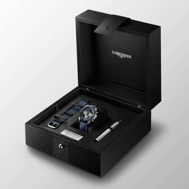 Longines Conquest Chronograph Marco Odermatt automatic watch blue dial blue fabric strap 42 mm L3.835.4.91.2