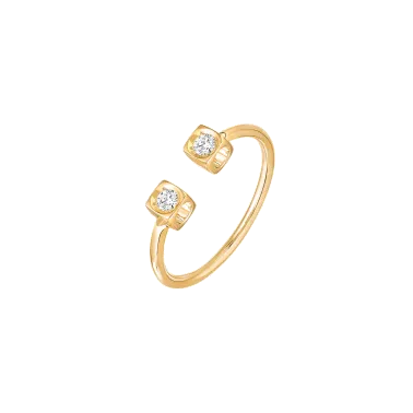 Bague Dinh Van Le Cube Diamant ouvert en or jaune et diamants