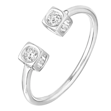 Bague Dinh Van Le Cube Diamant ouvert en or blanc et diamants