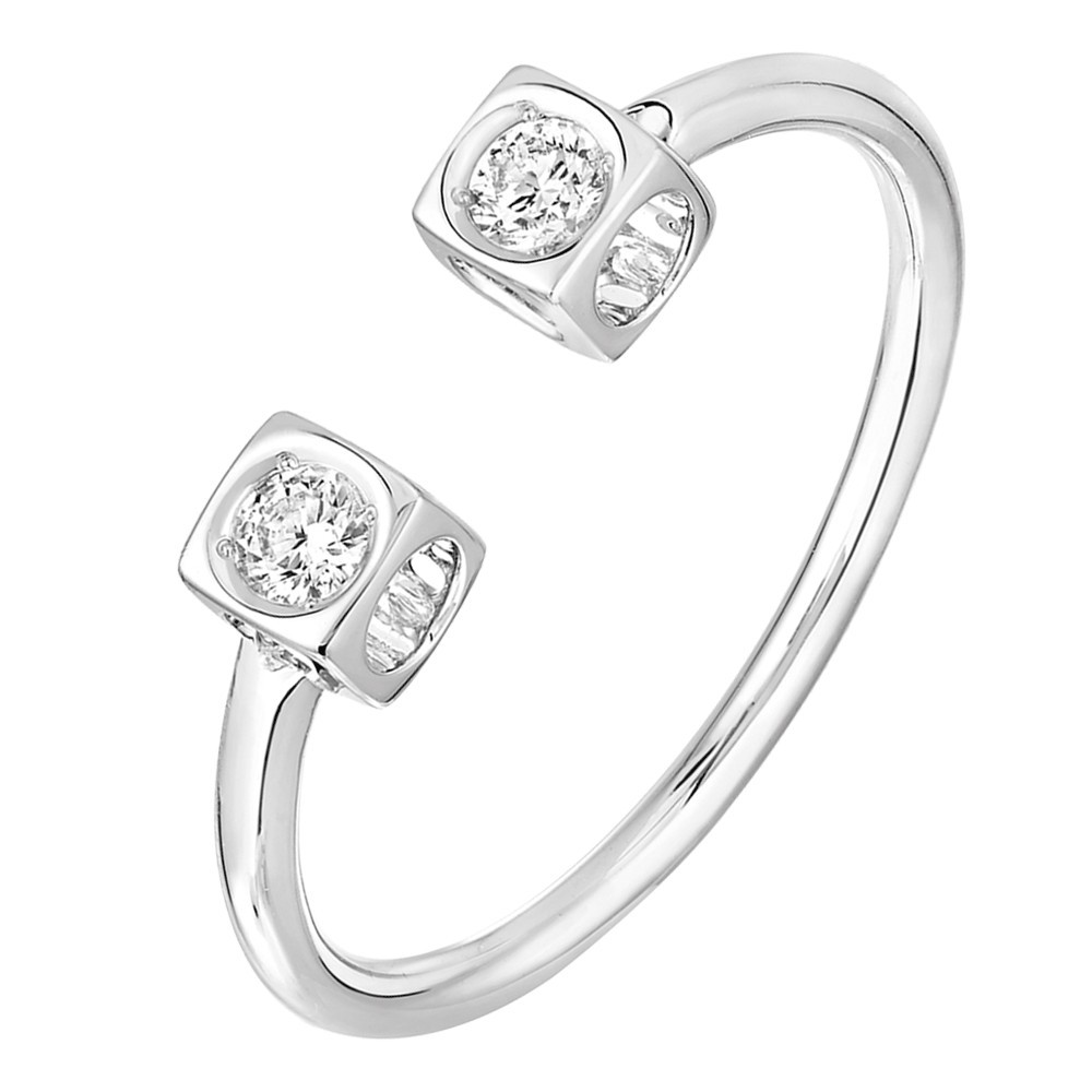 Bague Dinh Van Le Cube Diamant ouvert en or blanc et diamants