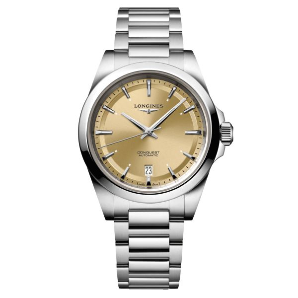 Montre Longines Conquest automatique cadran champagne bracelet acier 38 mm L3.720.4.62.6