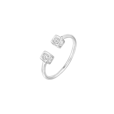 Bague Dinh Van Le Cube Diamant ouvert en or blanc et diamants