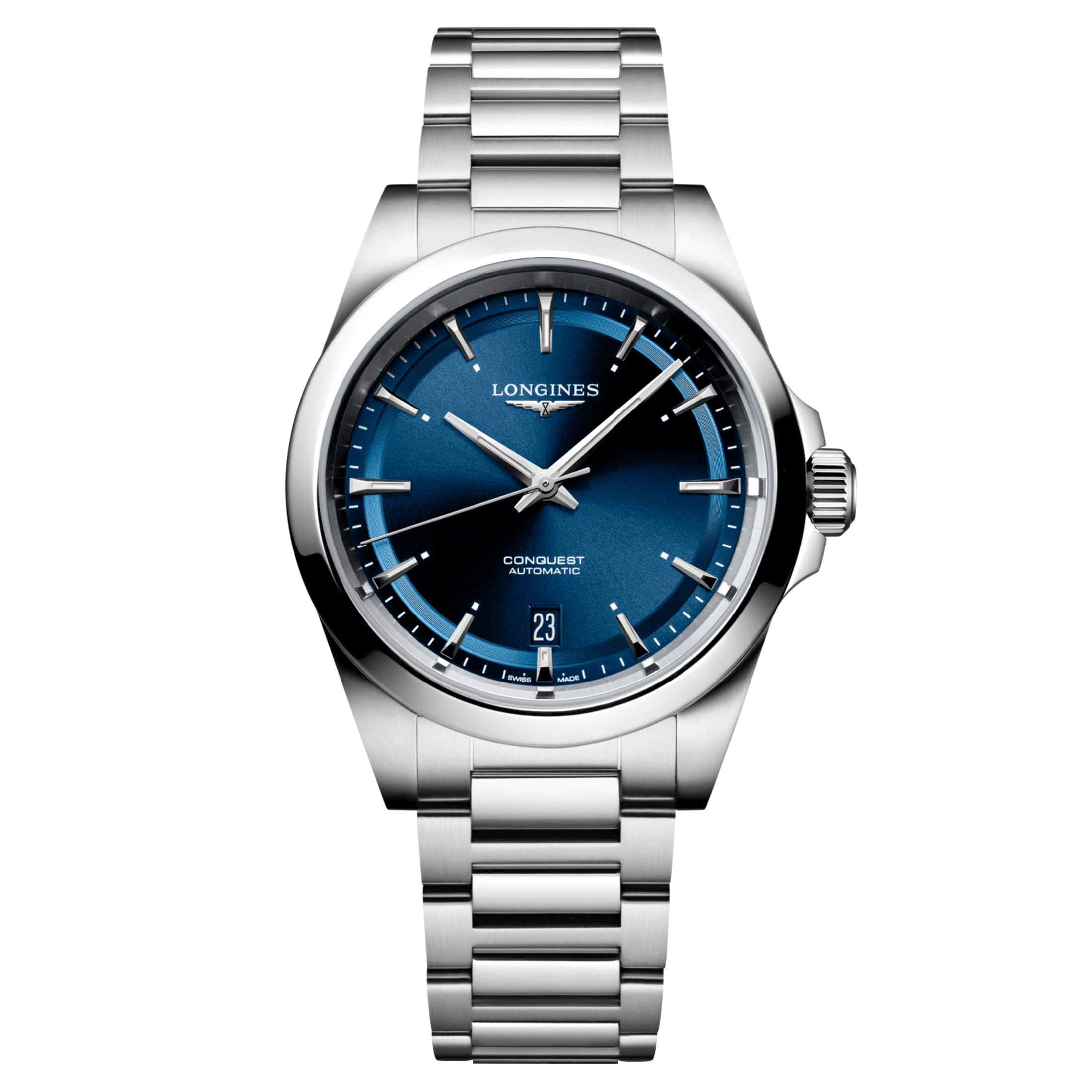 Montre Longines Conquest automatique cadran bleu bracelet acier 38 mm L3.720.4.92.6