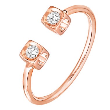 Bague Dinh Van Le Cube Diamant ouvert en or rose et diamants