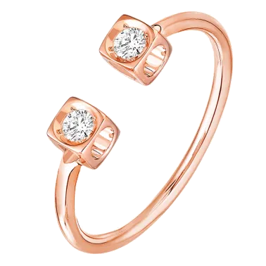 Bague Dinh Van Le Cube Diamant ouvert en or rose et diamants